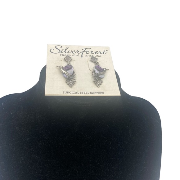 NWT Silver Forest Sterling Bird and Mother of Pearl Drop Earrings - Picture 4 of 4